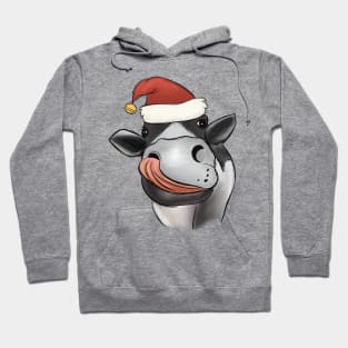 cow christmas santa hat Hoodie